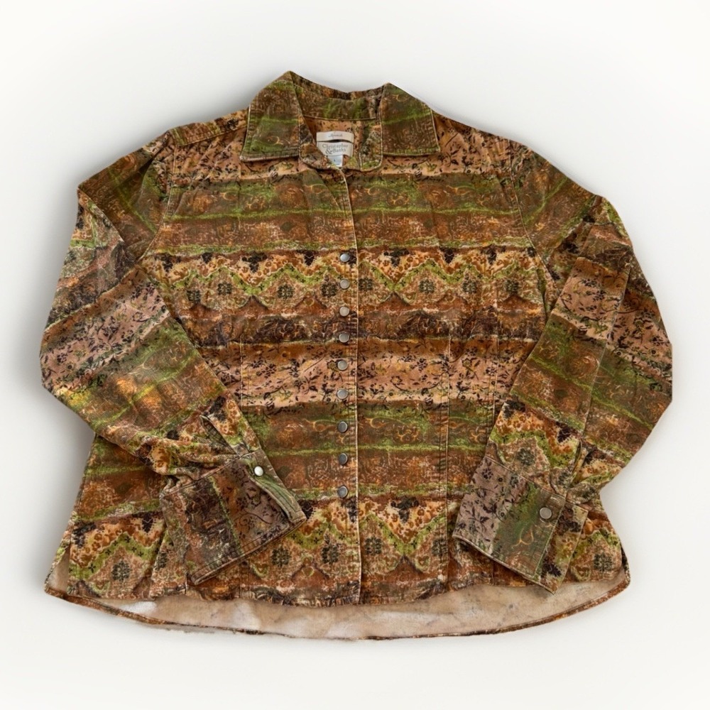 Christopher & Banks Stretch Corduroy Shirt Jacket Women's Large‎ Snap Front